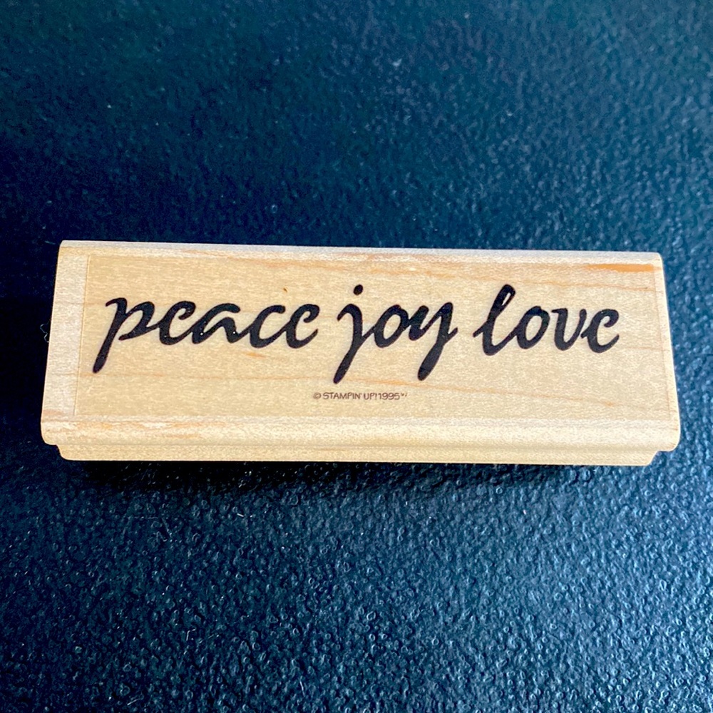 PEACE JOY LOVE Wooden Rubber Stamp Holiday Cards Stationary Letters Crafts